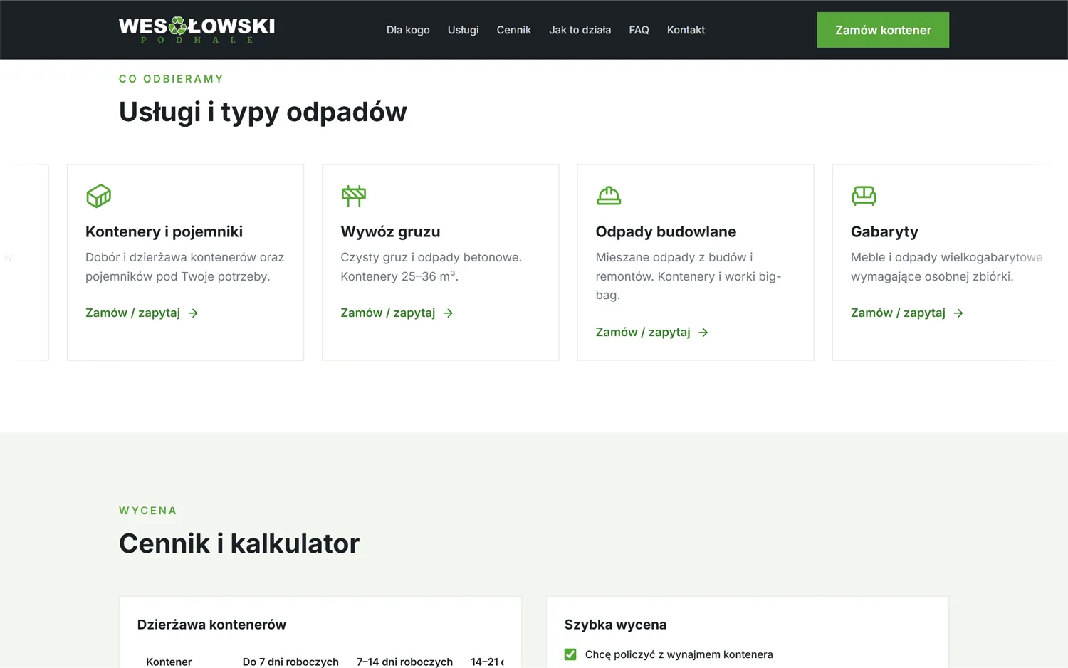 Sekcja Dla kogo pracujemy: karty dla firm usługowych, budów i remontów oraz wspólnot i zarządców