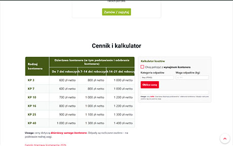 Landing o gospodarce odpadami dla firmy Strama EKO